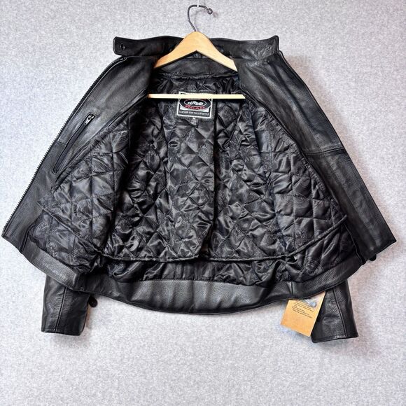 NWT River Road Women Size M Heavy Leather Zip In Liner Motorcycle Riding Jacket - Picture 5 of 13